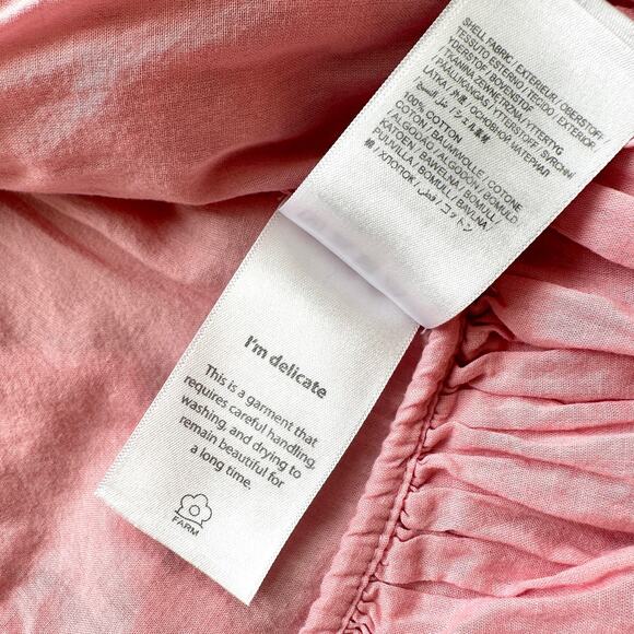 Farm Rio Blush Pink Puff Sleeve V-Neck Cropped Bohemian Blouse Size XS - Picture 11 of 16